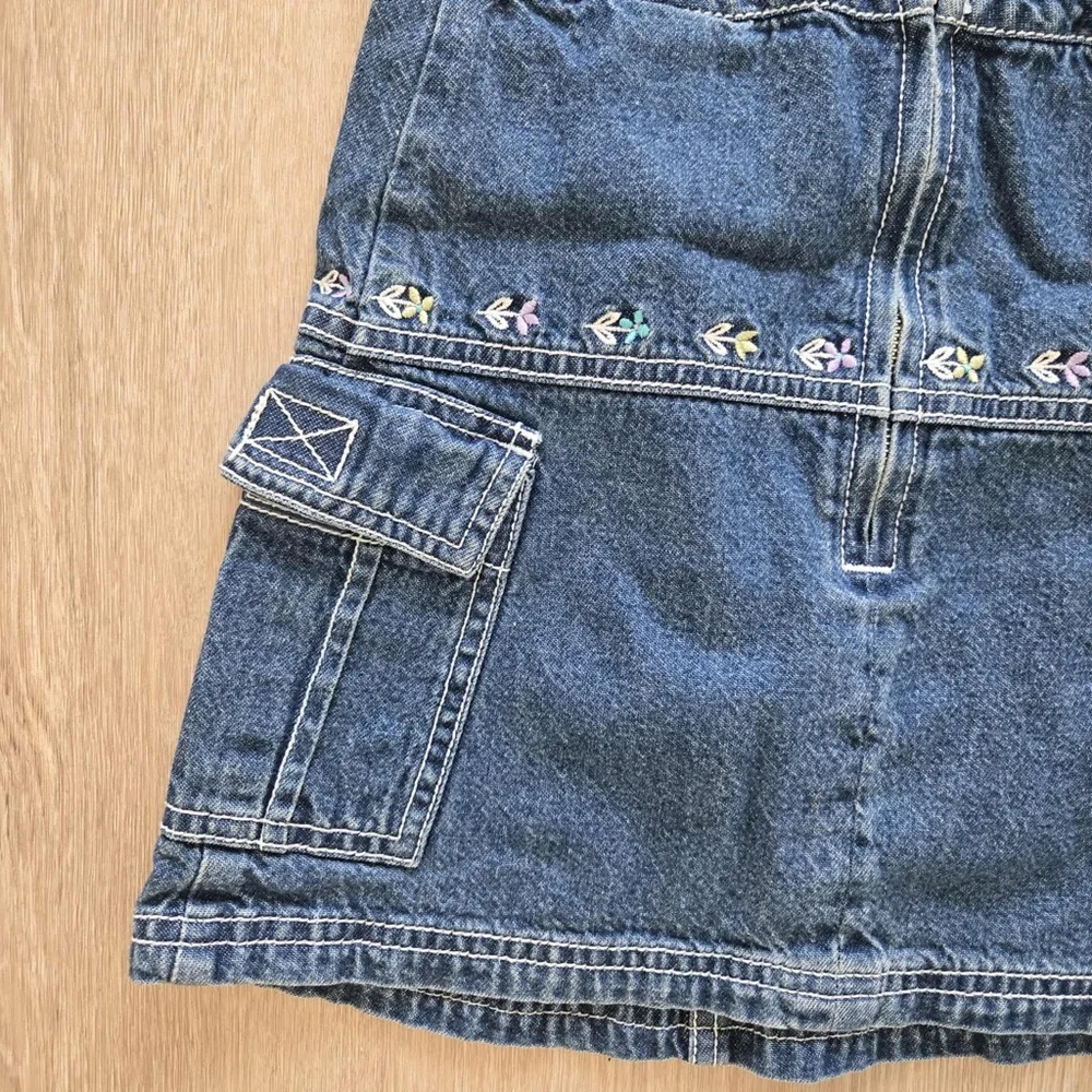 Vintage Gymboree Girls 1999 Indigo Florals Denim Dress size small